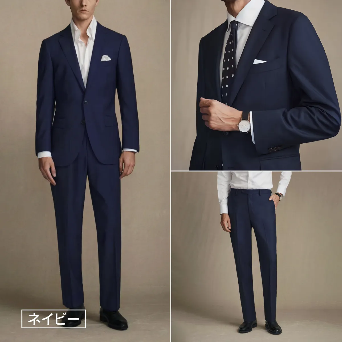 立体的な肩パッドで印象を引き締める　洗えるビジネススリーピーススーツ