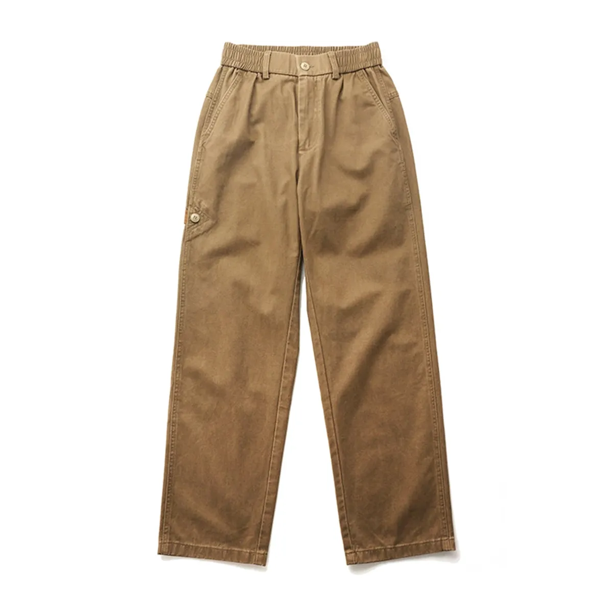 ウエストゴム ワイド ストレートシルエット 100%コットン 洗濯機洗い可 カジュアルパンツ ワークパンツ 
