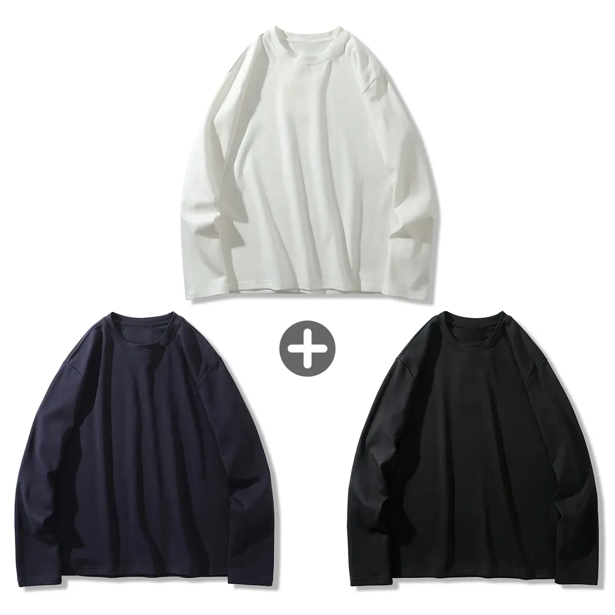 レイヤードに欠かせないベーシックタイプ　無地長袖Tシャツ