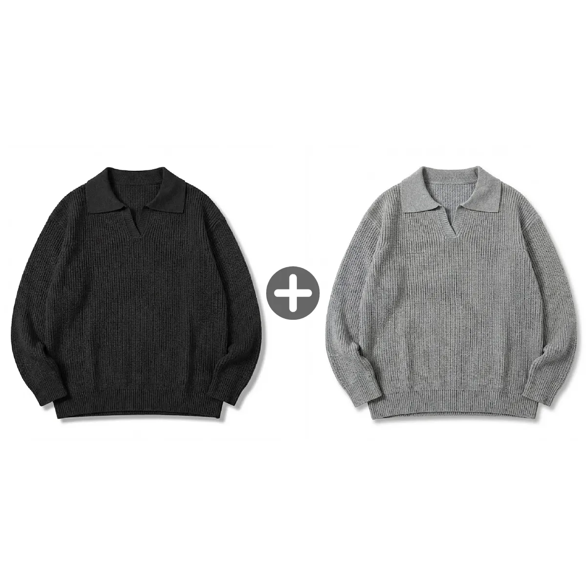 ウォッシャブル 折り襟ニット リブ 畔編み 洗濯機洗い可能 メンズ