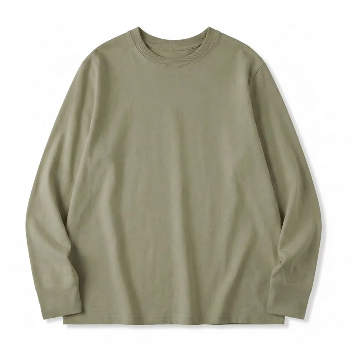 100％超長綿 長袖Tシャツ 三本針 液体アンモニア加工 型崩れしにくい-Oakln