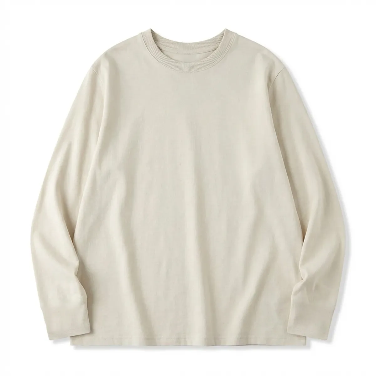 100％超長綿 長袖Tシャツ 三本針 液体アンモニア加工 型崩れしにくい-Oakln