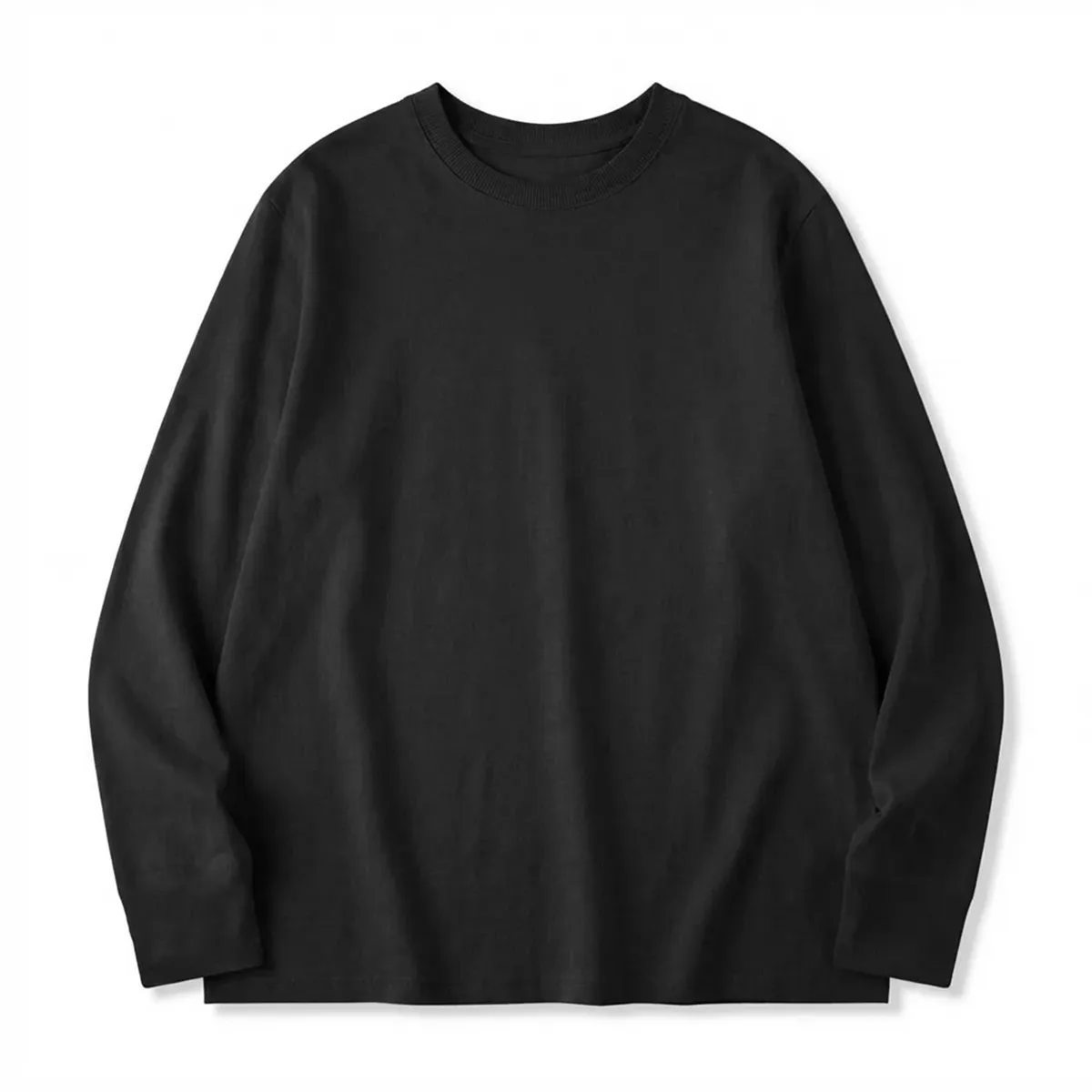 100％超長綿 長袖Tシャツ 三本針 液体アンモニア加工 型崩れしにくい-Oakln