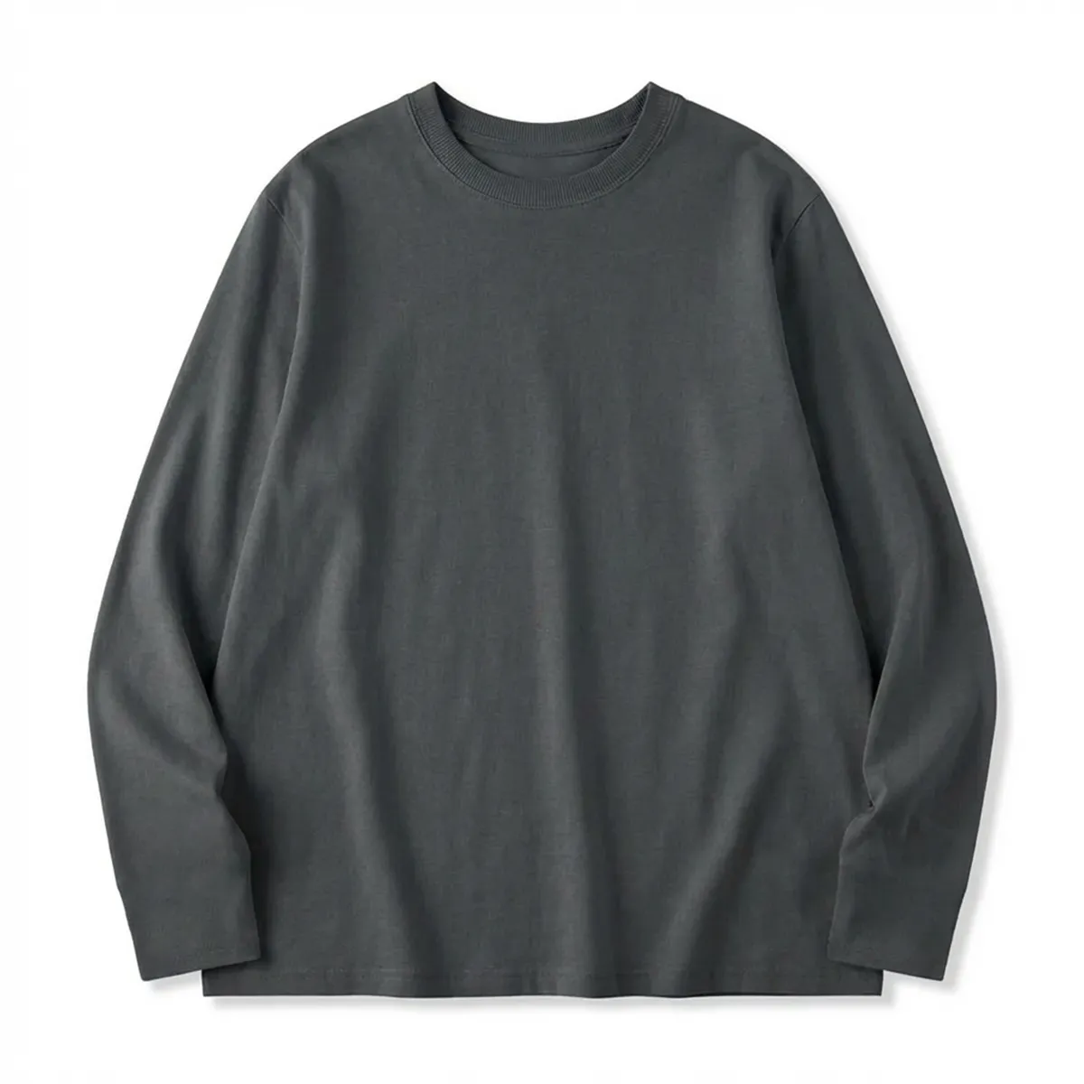 100％超長綿 長袖Tシャツ 三本針 液体アンモニア加工 型崩れしにくい-Oakln
