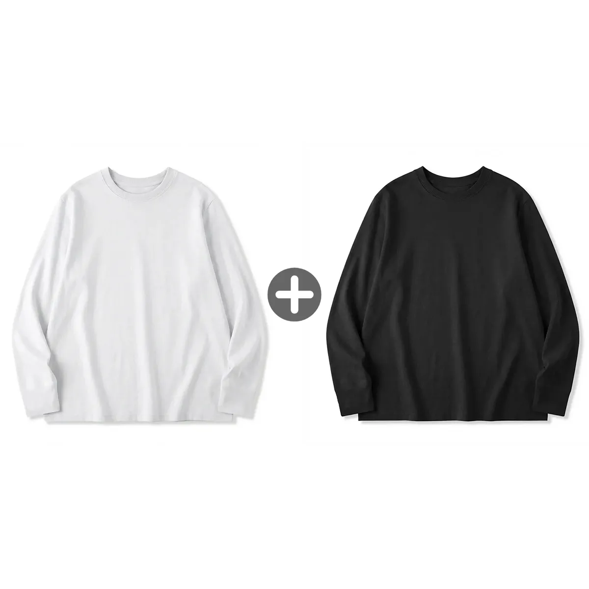 100％超長綿 長袖Tシャツ 三本針 液体アンモニア加工 型崩れしにくい