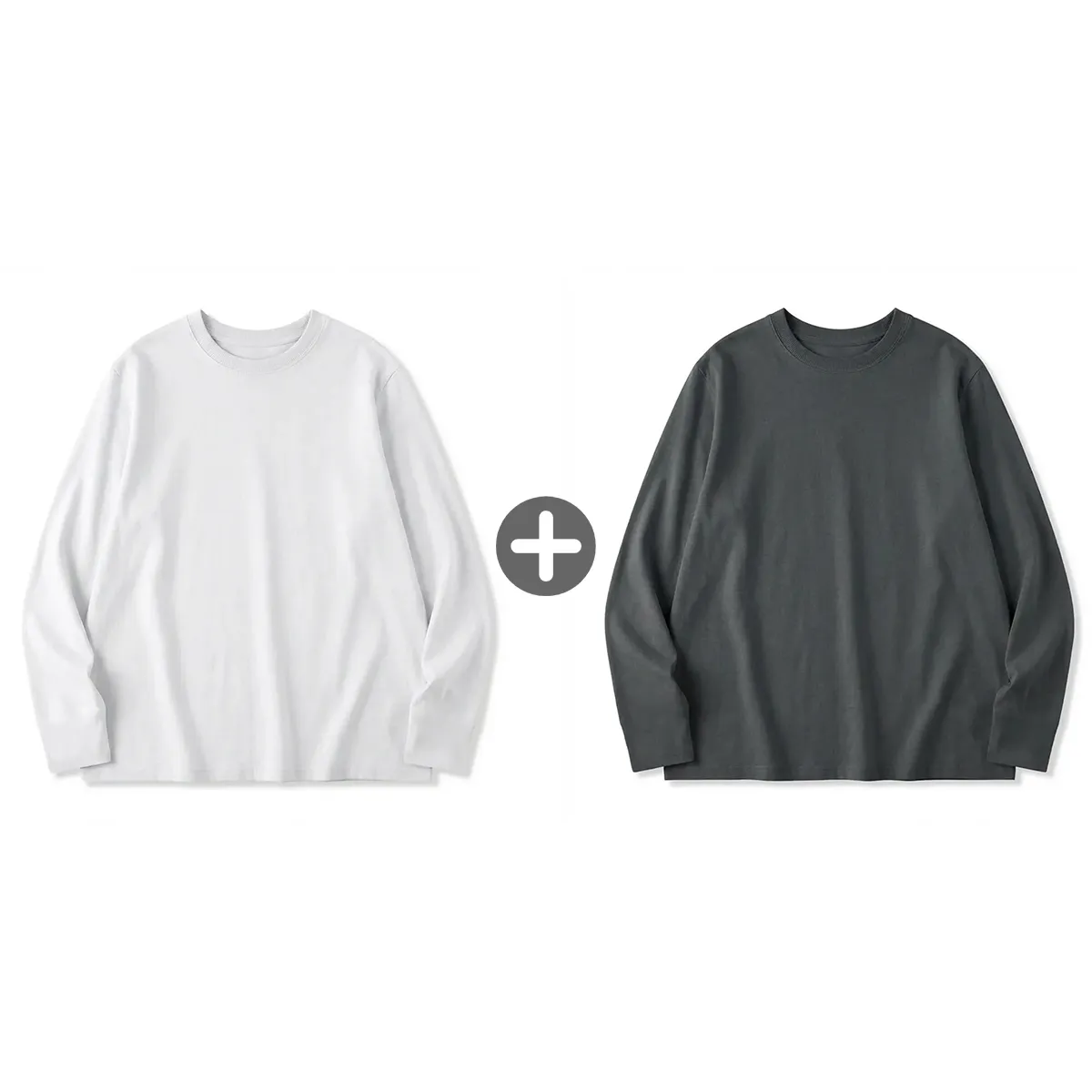 100％超長綿 長袖Tシャツ 三本針 液体アンモニア加工 型崩れしにくい