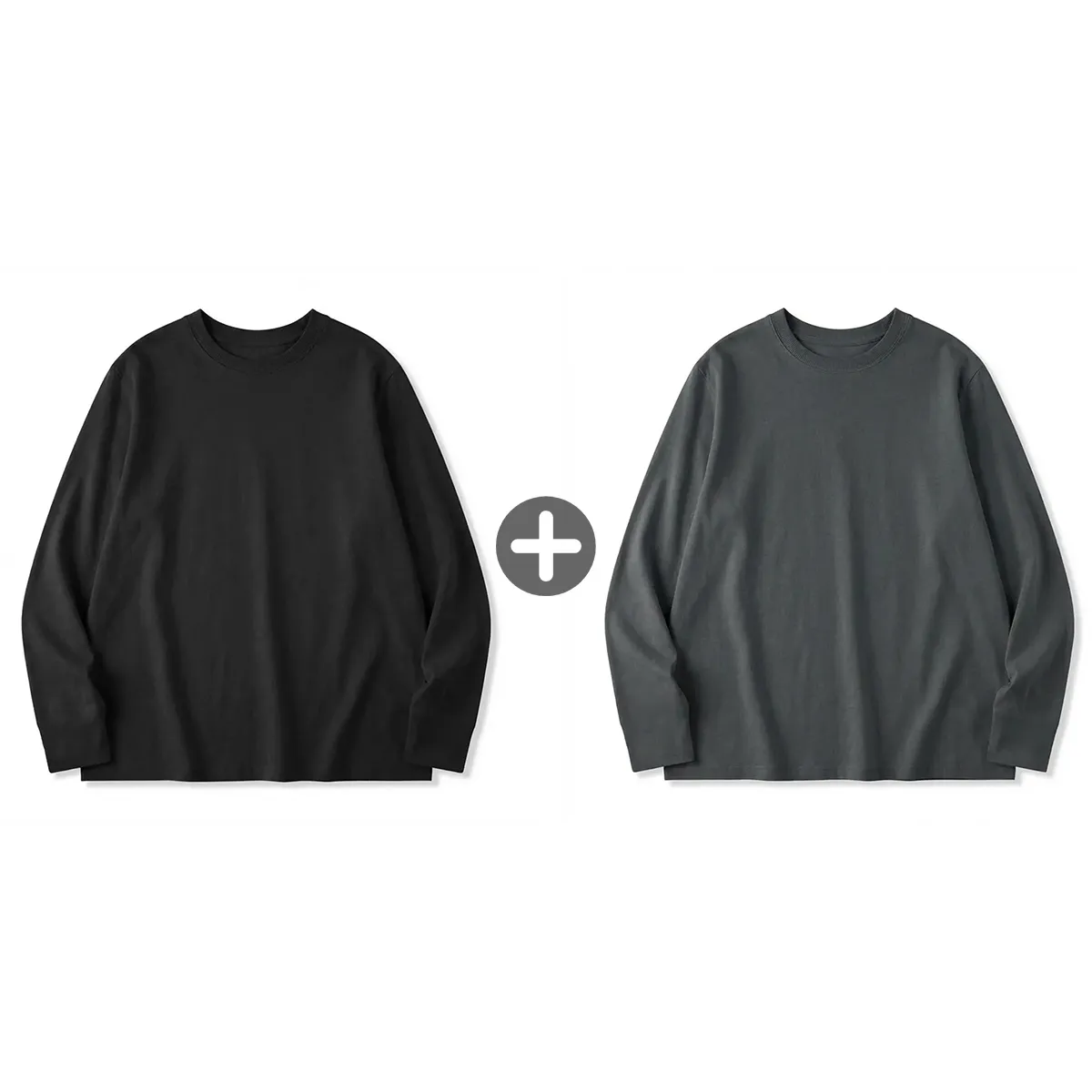 100％超長綿 長袖Tシャツ 三本針 液体アンモニア加工 型崩れしにくい