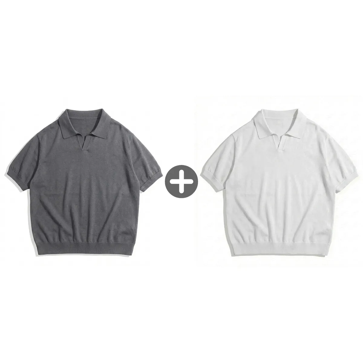 裾リブニットポロシャツ ハリのある襟元 すっきり見えシルエット