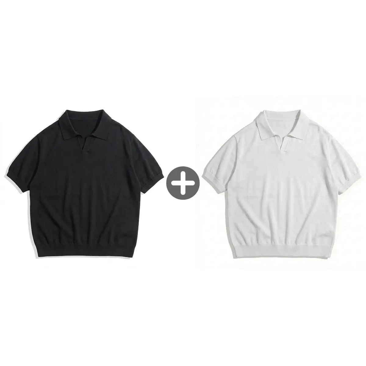 裾リブニットポロシャツ ハリのある襟元 すっきり見えシルエット