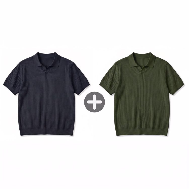 立体感のある縦畝ニット接触冷感アイスシルク キューバカラーTシャツ 洗濯機洗い可・型崩れしにくい