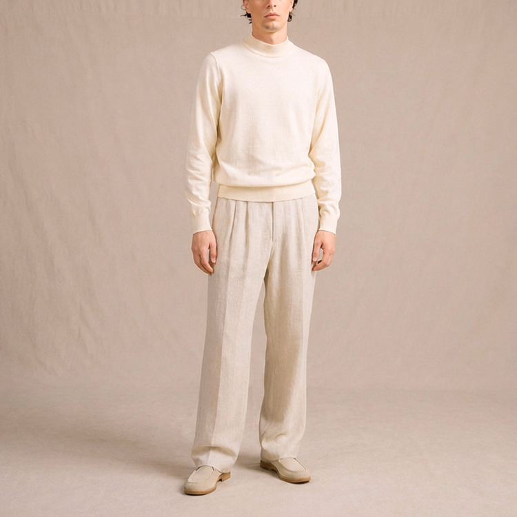 4種素材を混紡 やわらかく暖かい 毛玉になりにくい 14色展開 チクチクしないモックネックニット