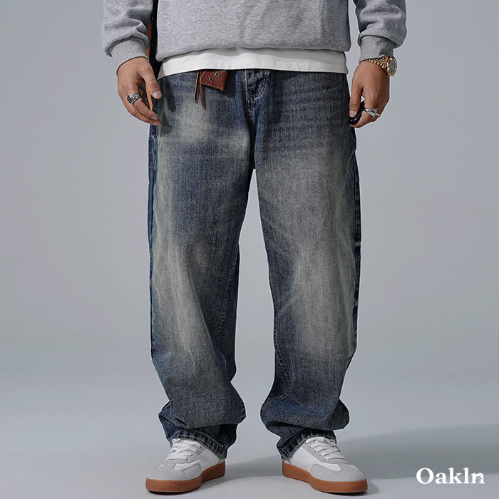 ターコイズ「Concho」ボタン付き ヘビーウェイトストレートデニム