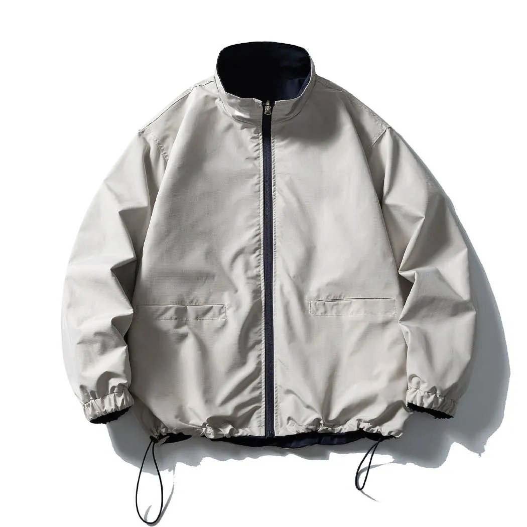 リバーシブル ジャケット メンズ 2WAY スタンドカラー 裾ドローストリング ゆったり 体型カバー ライトアウター 春秋-Oakln