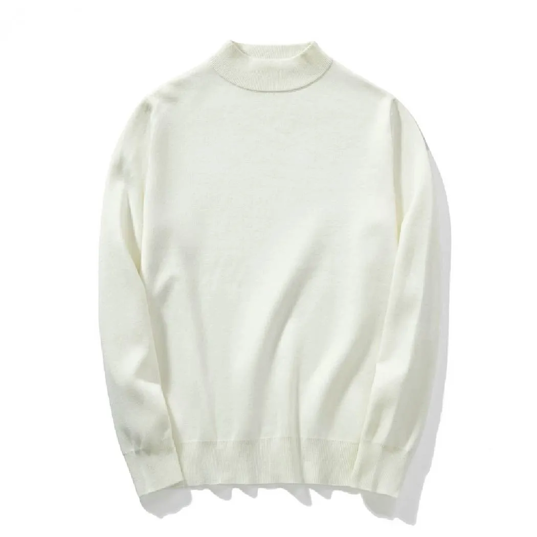 ハーフハイネック ニット メンズ 14ゲージ セーター 洗濯機洗いOK 綿混 きめ細かな平織り ゆったり 体型カバー  春秋冬向け-Oakln