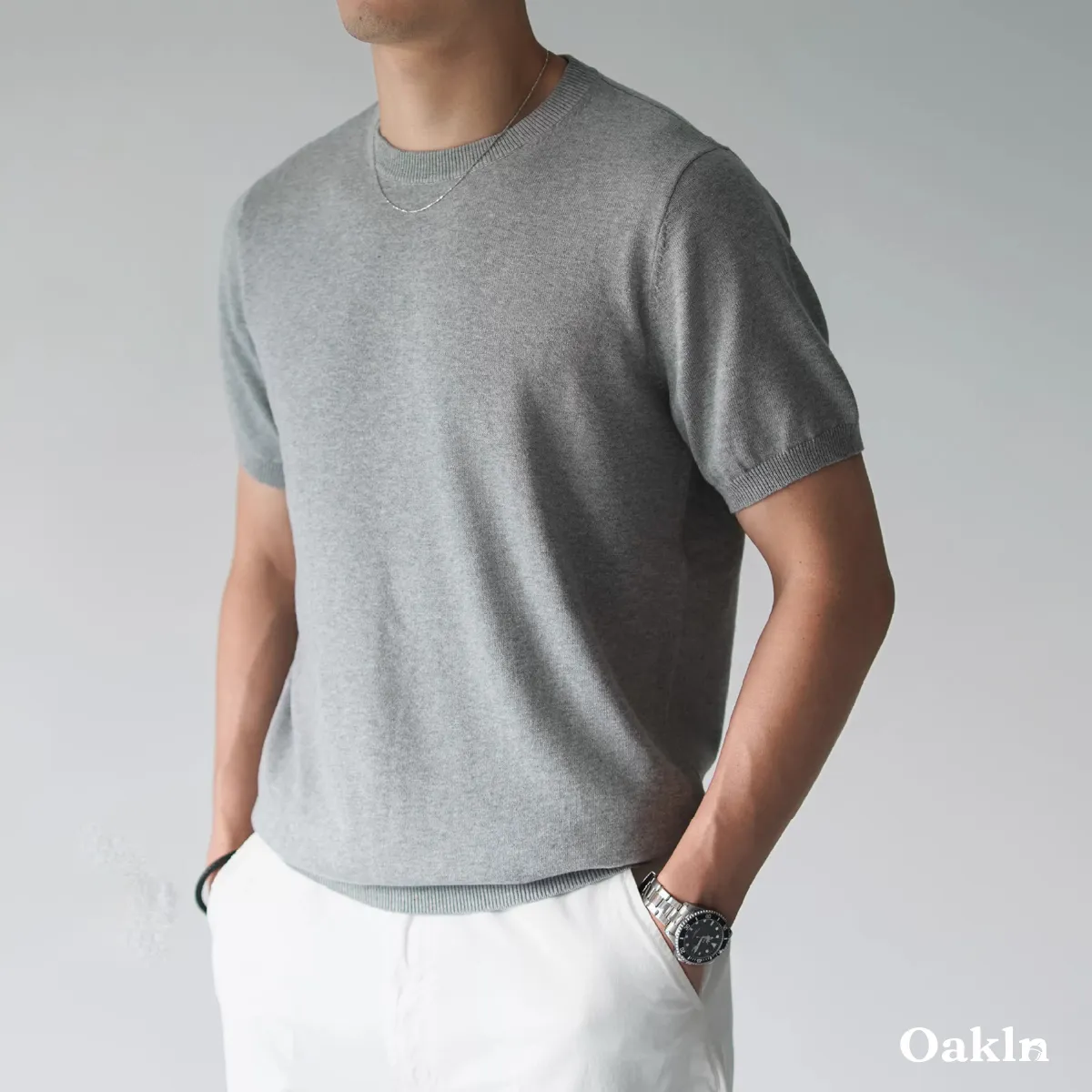 接触涼感空気感  通気性抜群リネン混紡ニット-Oakln