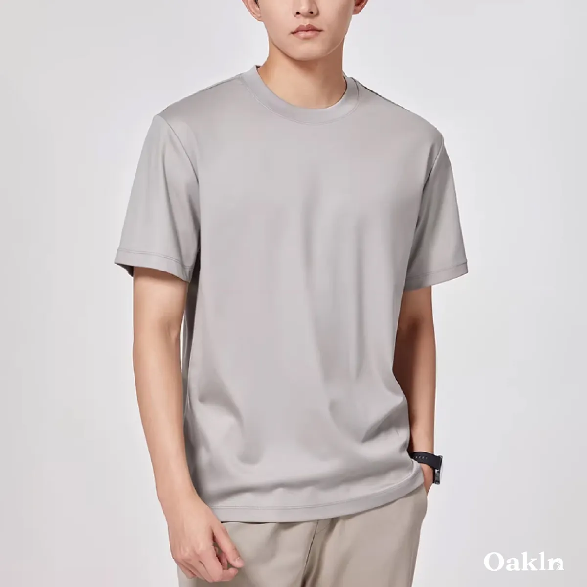 なめらかな肌触り　モダール混コットンTシャツメンズ-Oakln