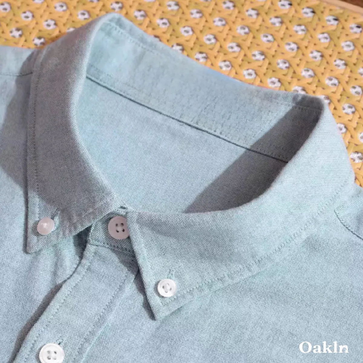 ボタンダウン　コットンリヨセル混　イージーケアオックスフォードシャツ-Oakln