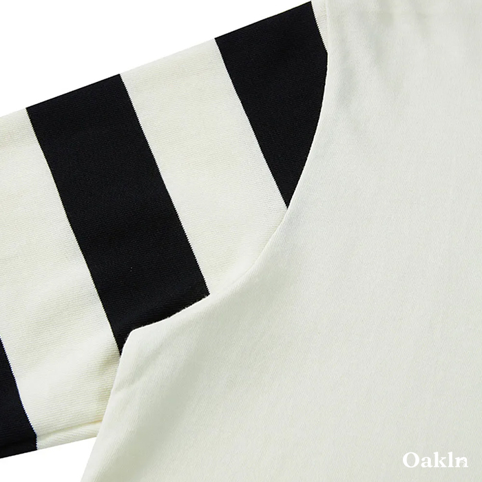 袖切り替えヘビーウェイトバイカー風ボーダー長袖Tシャツ