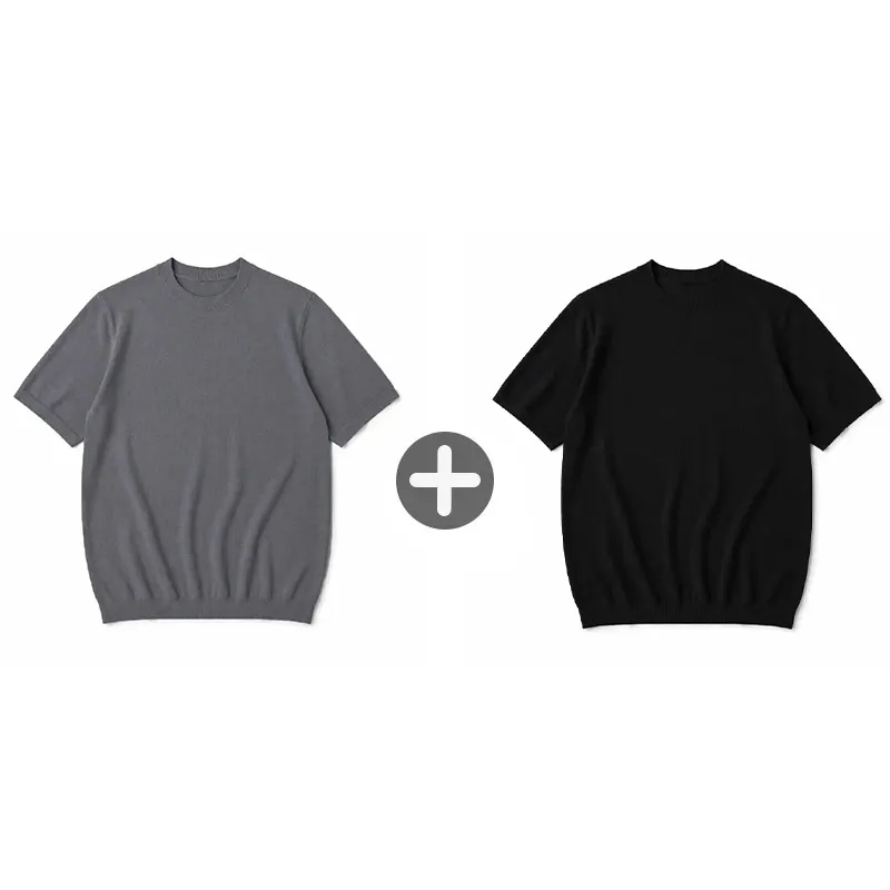 接触冷感　なめらかな肌触りハイゲージ天竺編み　洗濯機洗い可　クルーネックニットTシャツ