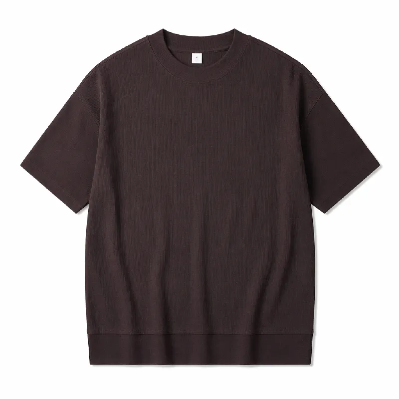 MOCK NECK SHIRT メンズ 夏 薄手ウール混 モックネック半袖Tシャツ