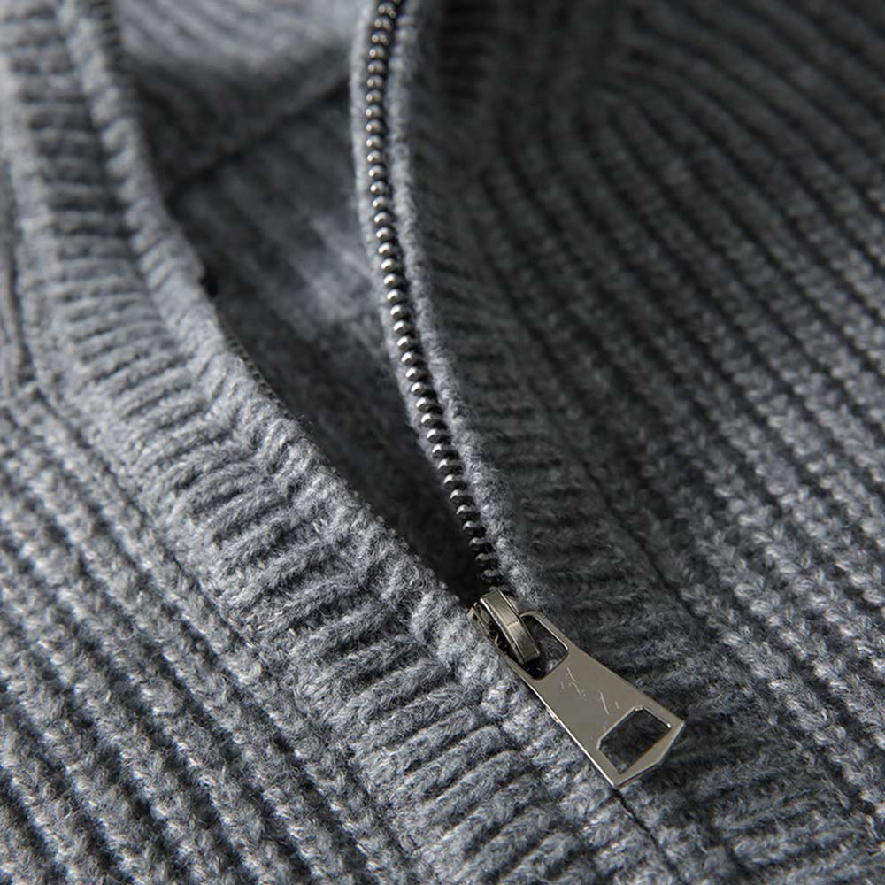 ミニマルクラシック　無地ハーフジップスタンドカラーセーター-oakln