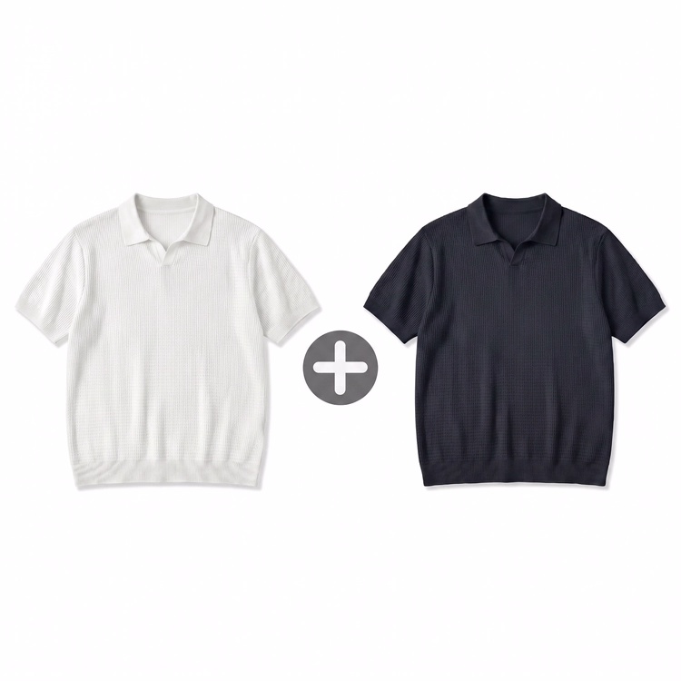 立体感のある縦畝ニット接触冷感アイスシルク キューバカラーTシャツ 洗濯機洗い可・型崩れしにくい