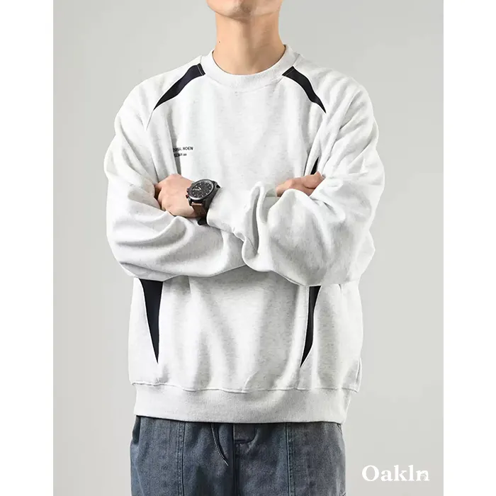 配色 切り替え スウェット メンズ スウェット ラグランスリーブ スポーティ ゆったり 体型カバー アメリカンヴィンテージ 春秋冬-Oakln