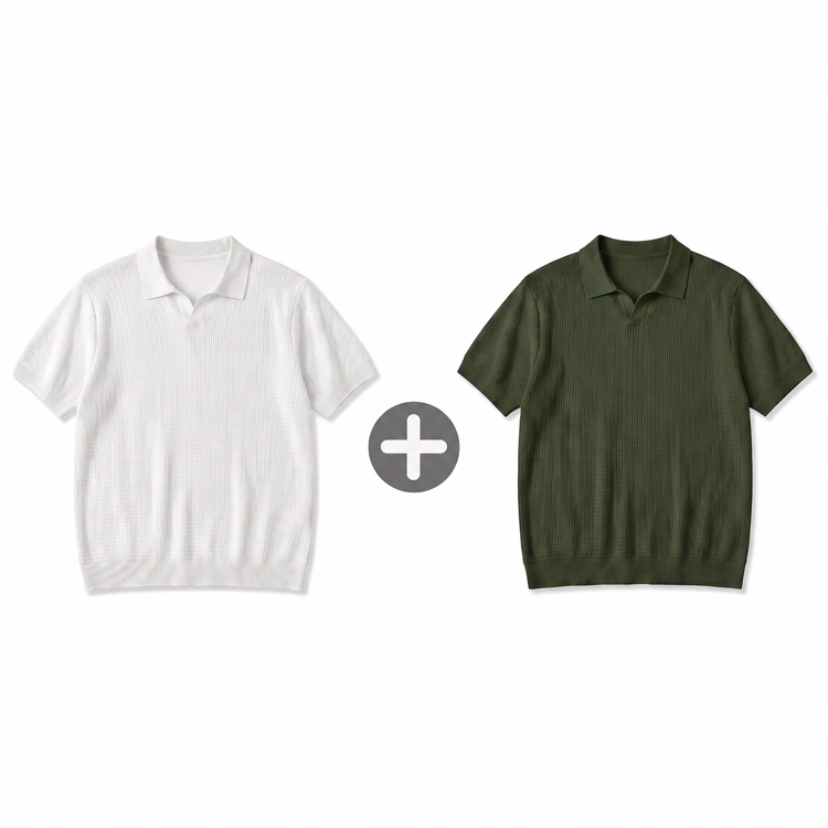 立体感のある縦畝ニット接触冷感アイスシルク キューバカラーTシャツ 洗濯機洗い可・型崩れしにくい