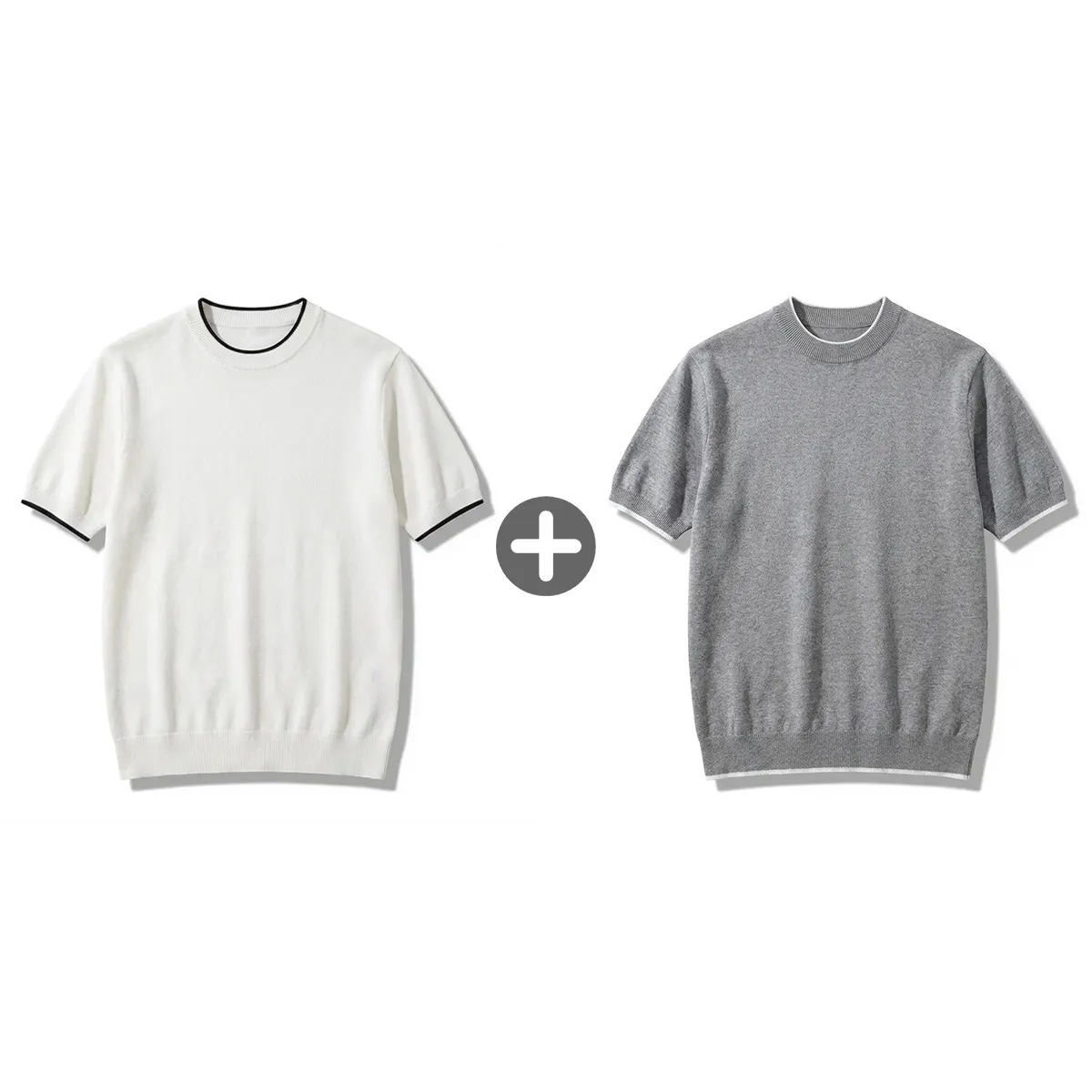 接触涼感 透けにくい メンズシルク混紡ニット-Oakln