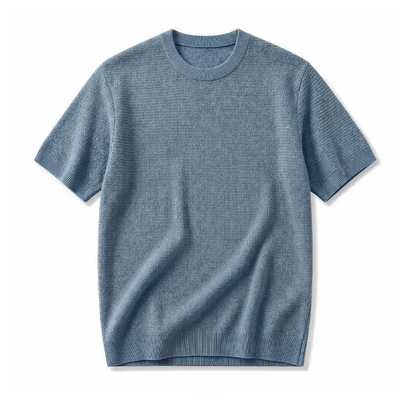 接触冷感 100％リヨセル　なめらかな肌触り　表情感のあるニットTシャツ