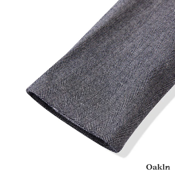 レトロヘリンボーン　リバーシブルウールテーラードジャケット-oakln