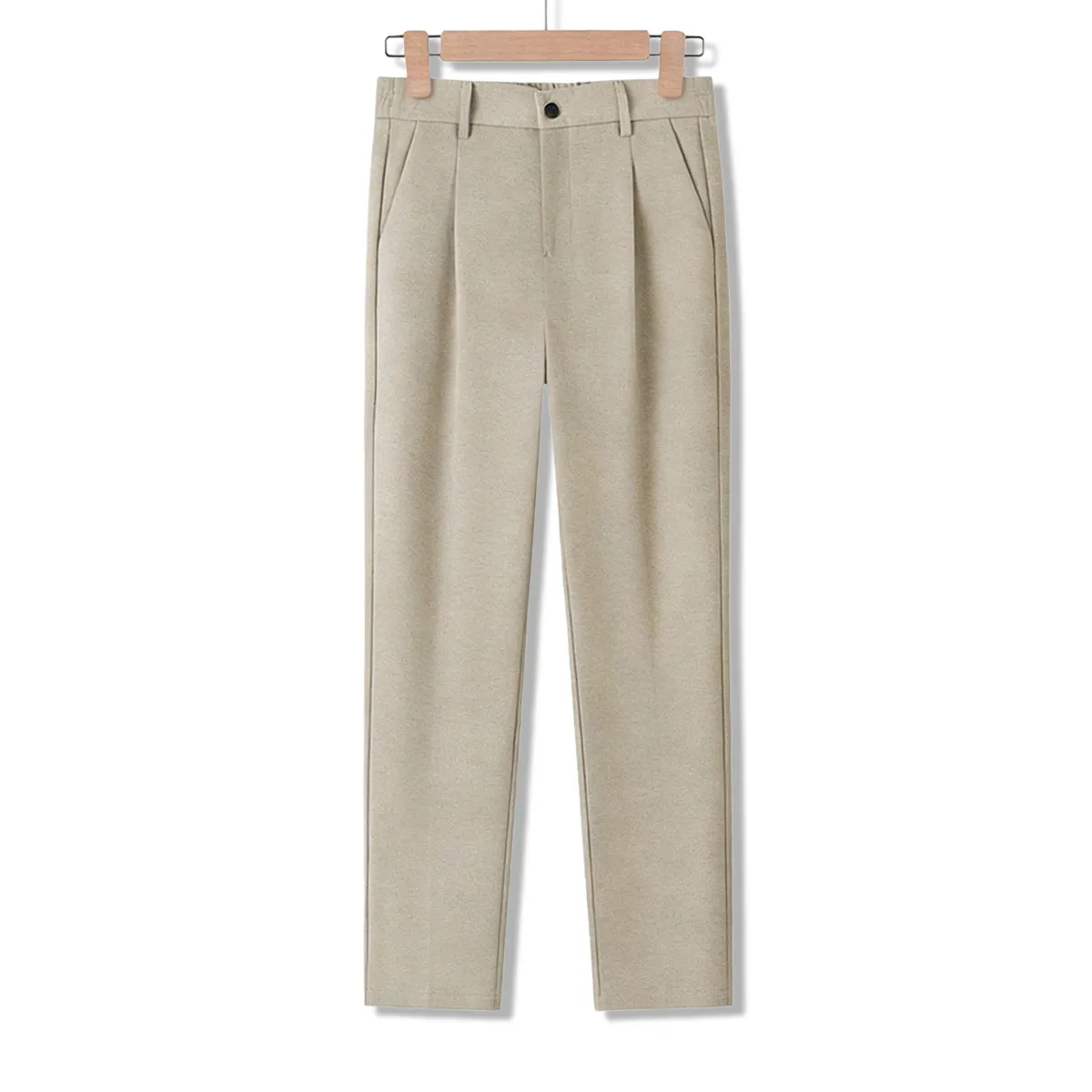  シングルプリーツ ワイドテーパード スラックス ラシャタッチ素材  落ち感  ストレッチ