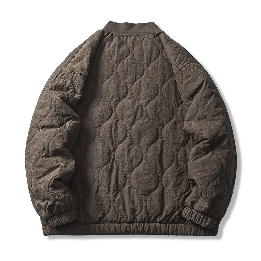 撥水＆シワ感素材 ひょうたんキルティング ハーフボタン ベースボールカラープルオーバー-oakln