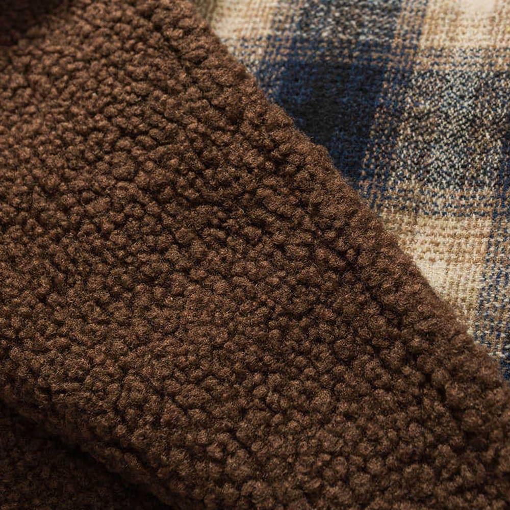 ボア裏地　ツイードチェック柄長袖シャツジャケット-oakln