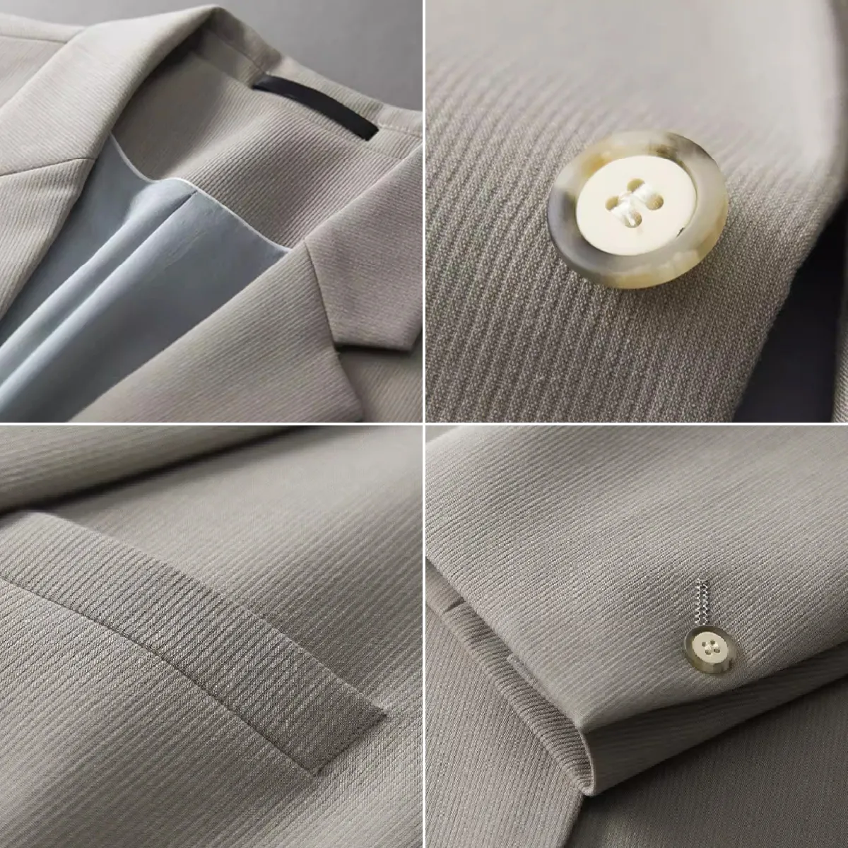 なめらかな落ち感で肌離れがよく、微ストレッチ性とハリ感のあるビジネススーツセットアップ