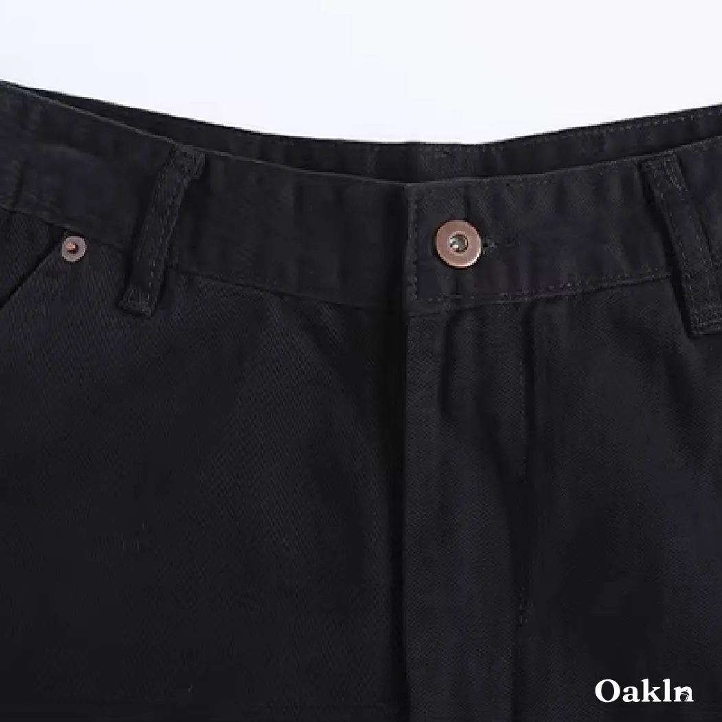 カーゴパンツ メンズ コットン100% ワイド ストレート ワークパンツ ゆったり 体型カバー 厚手 オールシーズン対応-Oakln