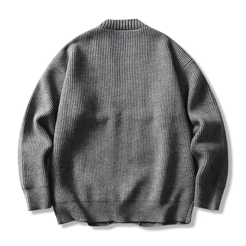 和風羽織風　無地ニットカーディガン-oakln