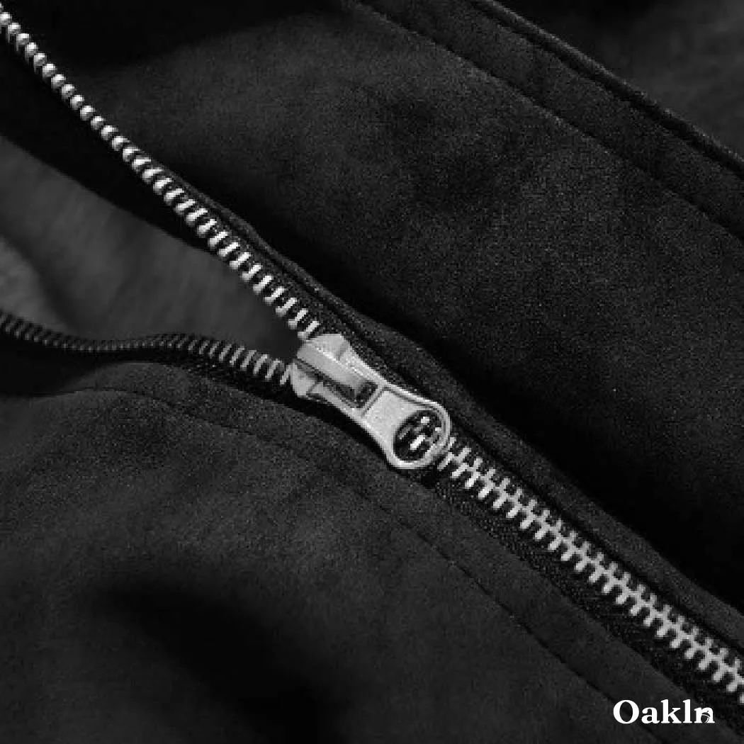 スイングトップ メンズ スエード調 ムラ感 ヴィンテージ加工 レトロ 折り襟 ジャケットアウター 比隠し前立て 春秋向け 軽アウター 大人　洗練されたスタイル-Oakln