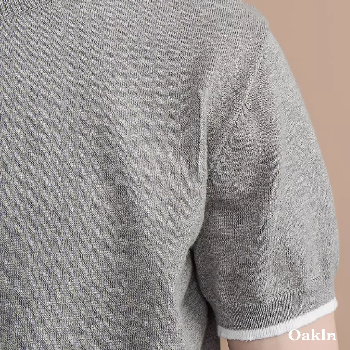 接触涼感 透けにくい メンズシルク混紡ニット-Oakln