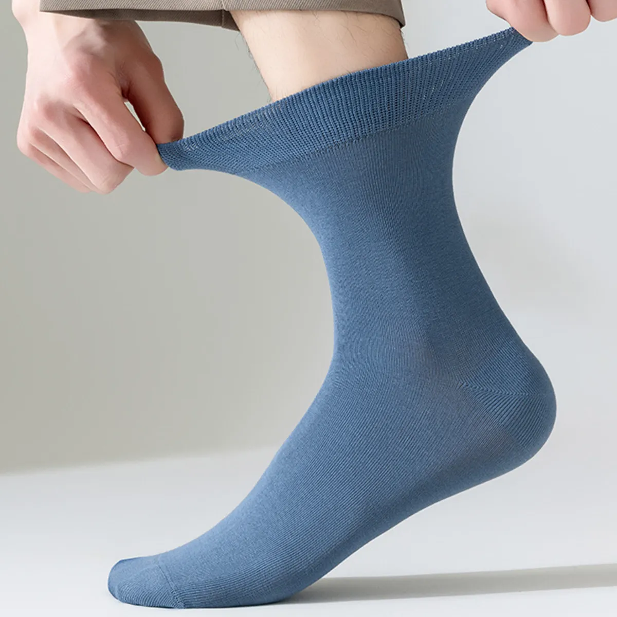 長繊維コットン コットン100% 抗菌防臭 シームレス仕様 ビジネスミドル丈メンズソックス