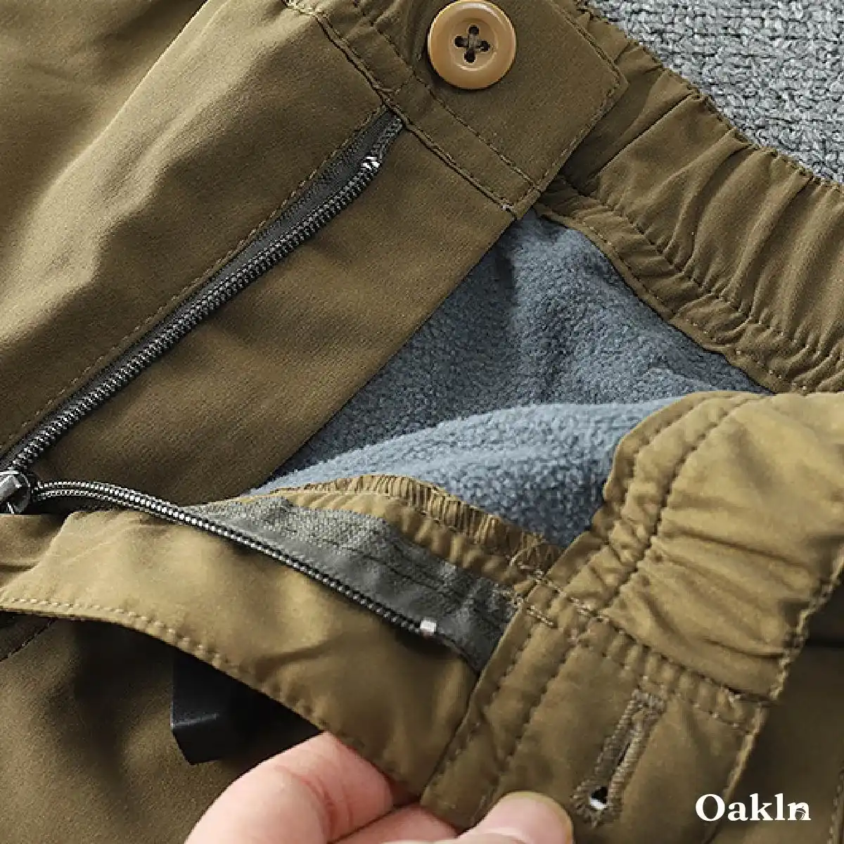 レトロクライミングパンツ：裏起毛で暖かくて防風性抜群、撥水仕様、ベルト付き-Oakln