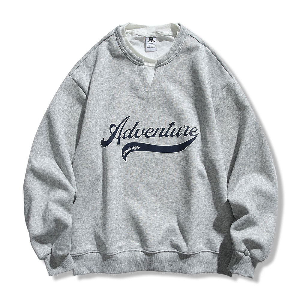 アメリカンヴィンテージ　ネック切り替えロゴプリントスウェット-oakln