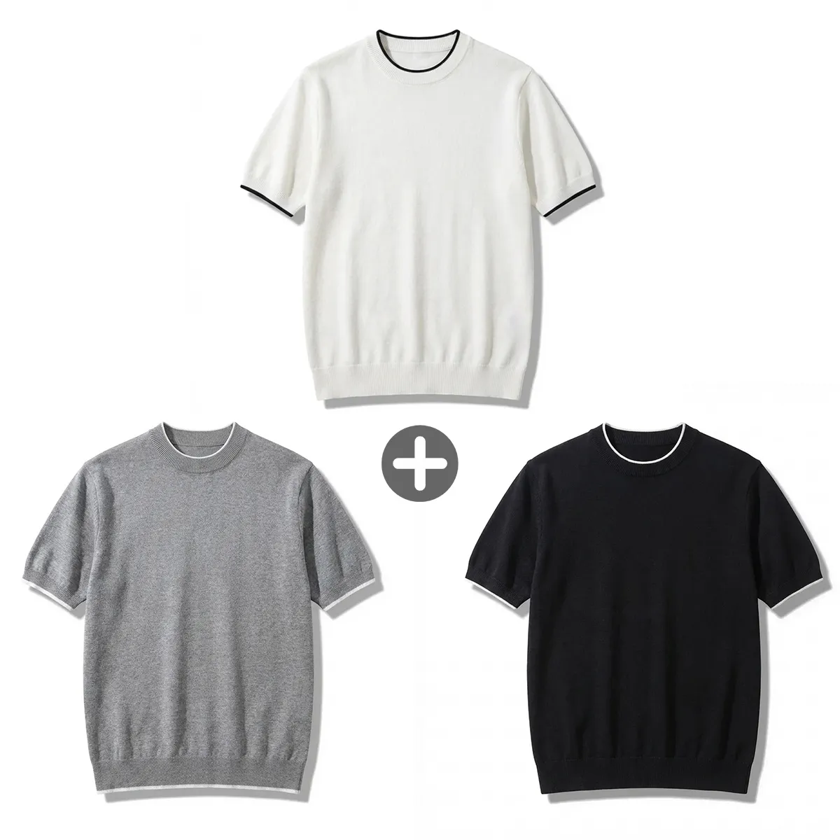 接触涼感 透けにくい メンズシルク混紡ニット-Oakln