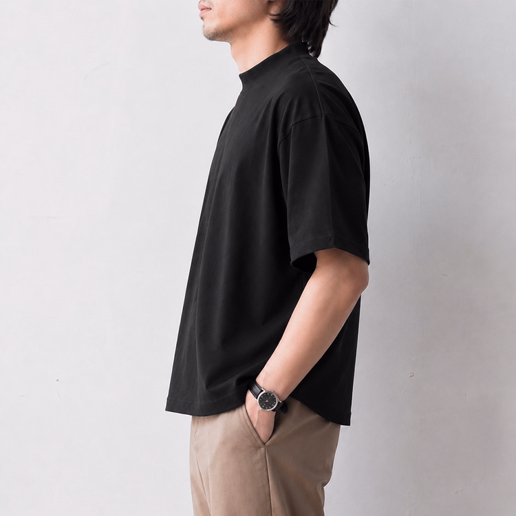 [Copy]汗をかいても肌にまとわりつきにくい  270gヘビーウェイトコットンTシャツ  ゆったりシルエット  ドロップショルダー  五分袖
