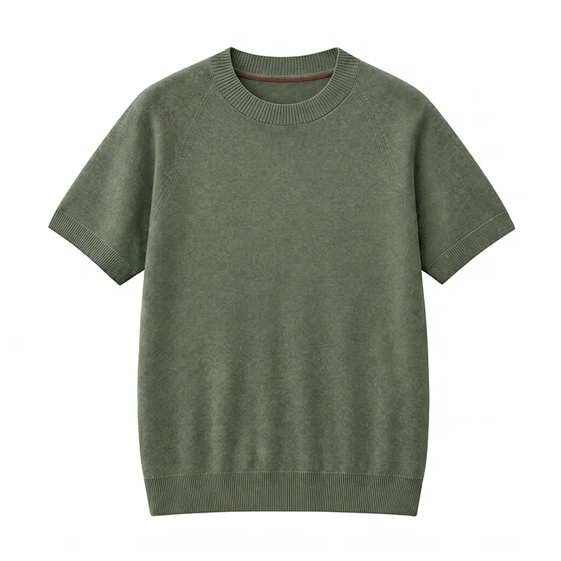 洗濯機洗い可｜型崩れしにくい｜リネン混ニットTシャツ｜ひんやり快適で肌にまとわりつきにくい