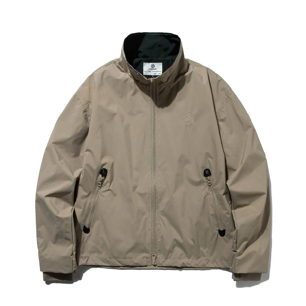 スタンドカラー  ジャケット  メンズ ダブルジップ 配色 切り替え 裾ドローストリング ゆったり 体型カバー ライトアウター 春秋-Oakln