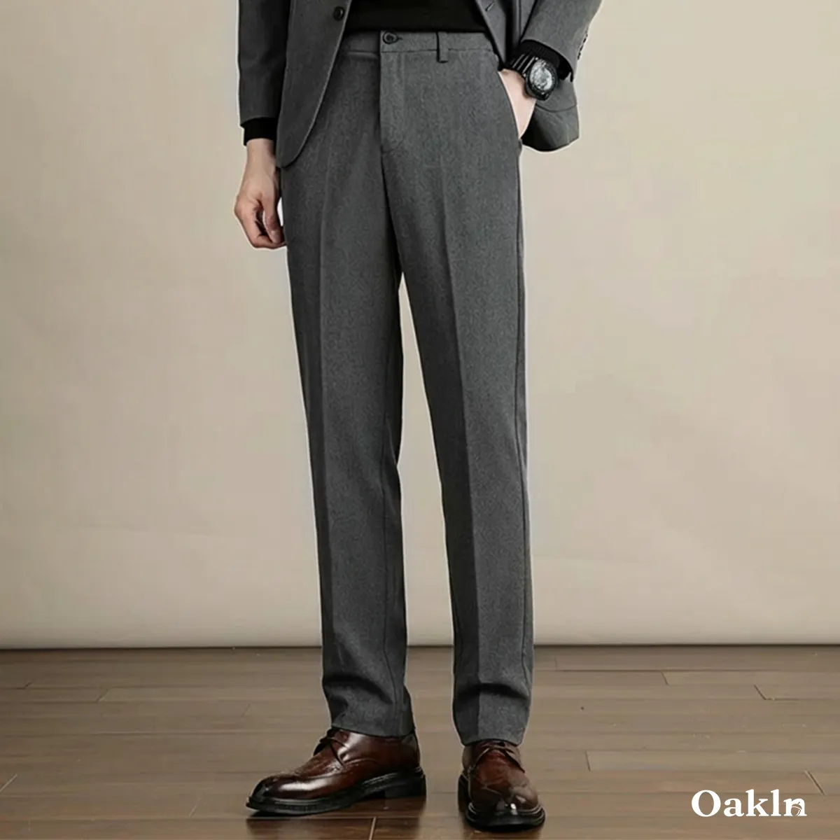 ハイストレッチノーアイロンメンズスラックス ストレートシルエット 落ち感 防シワ 通勤向けロングパンツ