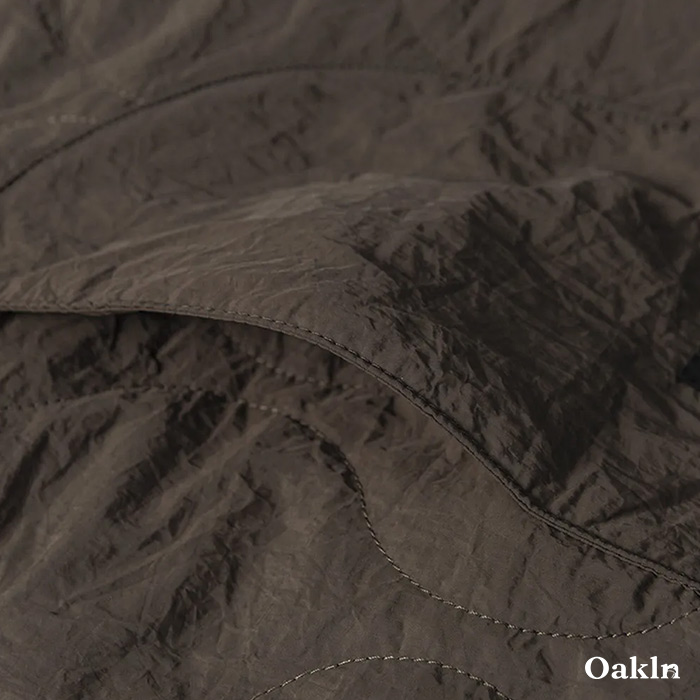 撥水＆シワ感素材 ひょうたんキルティング ハーフボタン ベースボールカラープルオーバー-oakln