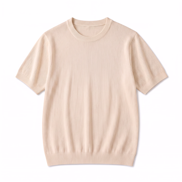 接触冷感＆なめらかな落ち感のあるニットTシャツ  肌にまとわりつきにくく、すっきりとした着姿をキープ