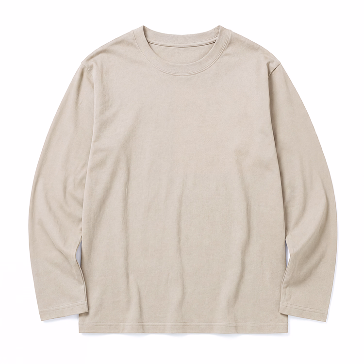 270gヘビーウェイト天竺編み  お腹まわりのラインを拾いにくい コットン100％無地 長袖Tシャツ インナーにも一枚着にも